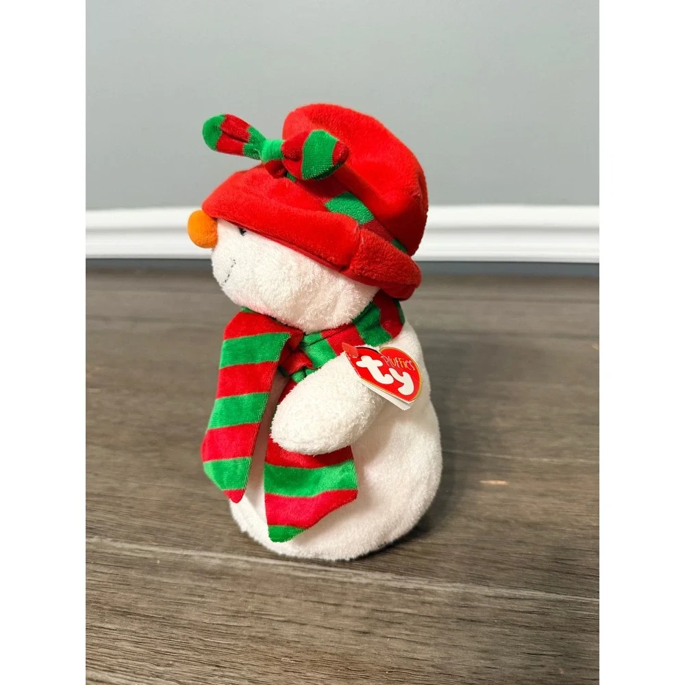 Ty Beanie Babies Ms Snow Plush Christmas Snowman Red‎ Green Scarf Hat
